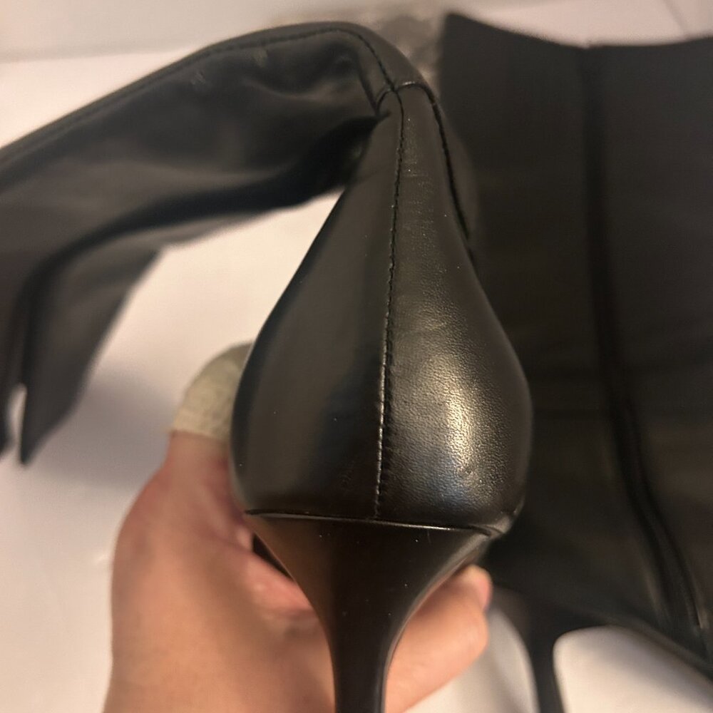 🖤 Moda Spain Black Leather Knee-High Boots | Pointed Toe | Size 8 - Picture 12 of 16